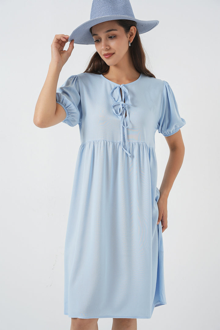 BGD Women Woman Lace-Up Midi Dress 2575 - Blue - Albufeira