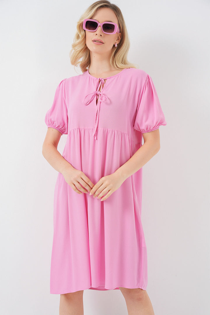 BGD Women Woman Lace-Up Midi Dress 2575 - Pink - Sutton