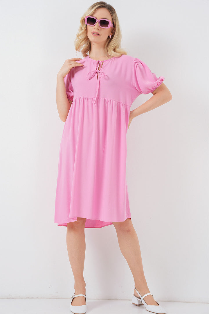 BGD Women Woman Lace-Up Midi Dress 2575 - Pink - Sutton