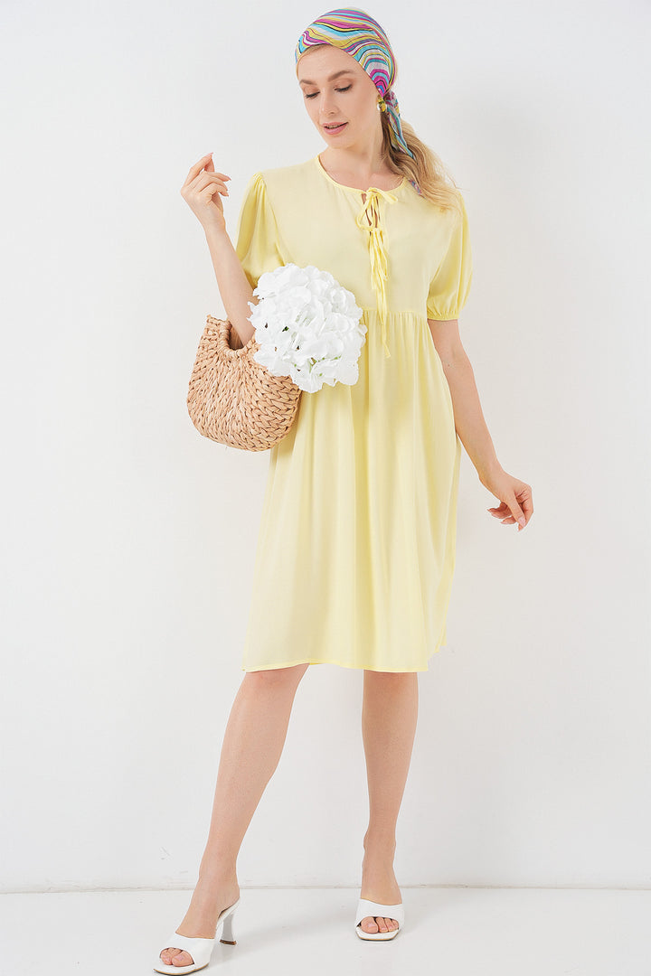 BGD Women Woman Lace-Up Midi Dress 2575 - Yellow - Islington