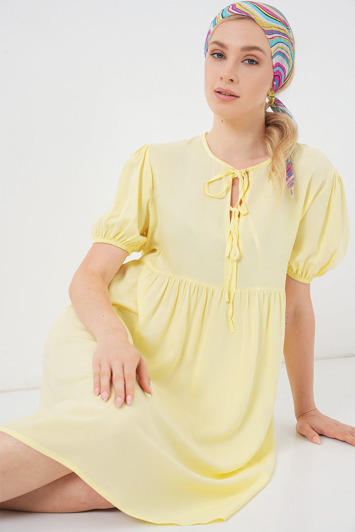 BGD Women Woman Lace-Up Midi Dress 2575 - Yellow - Islington