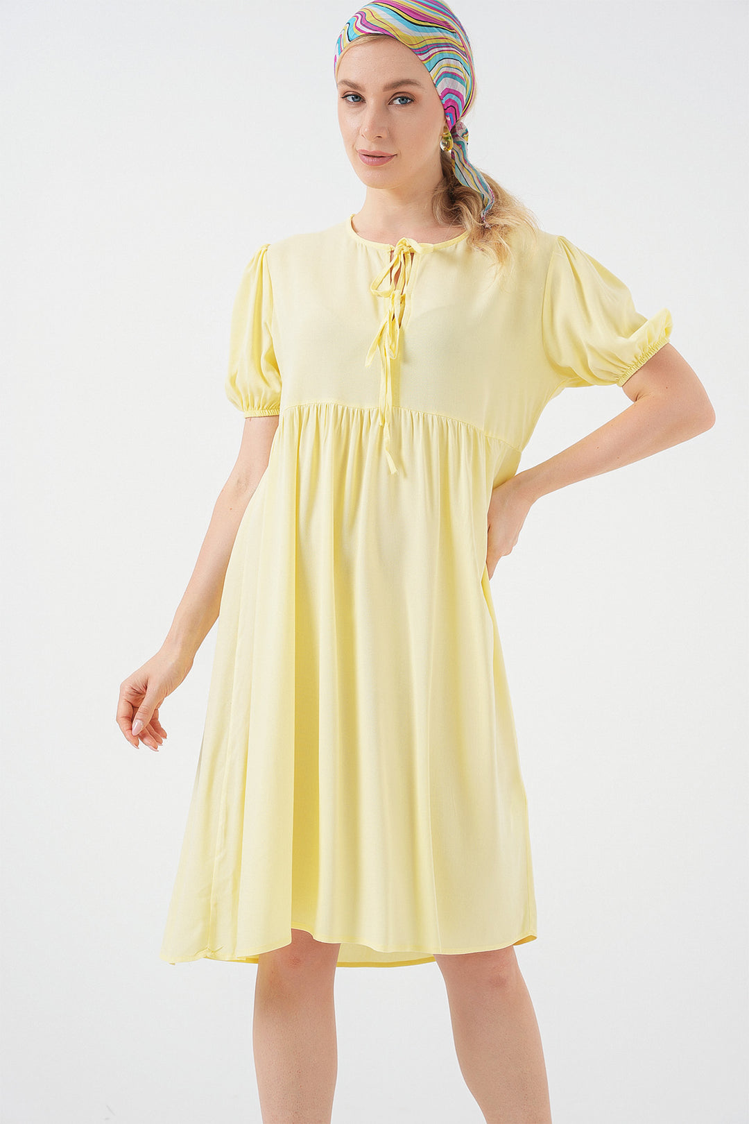 BGD Women Woman Lace-Up Midi Dress 2575 - Yellow - Islington