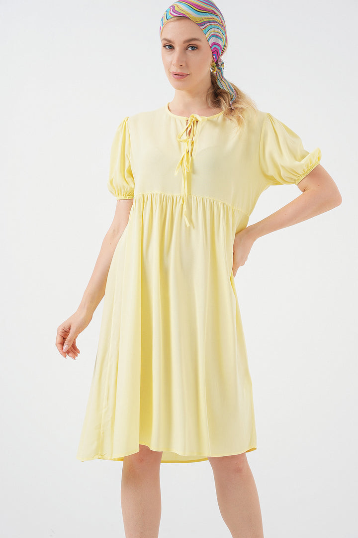 BGD Women Woman Lace-Up Midi Dress 2575 - Yellow - Islington