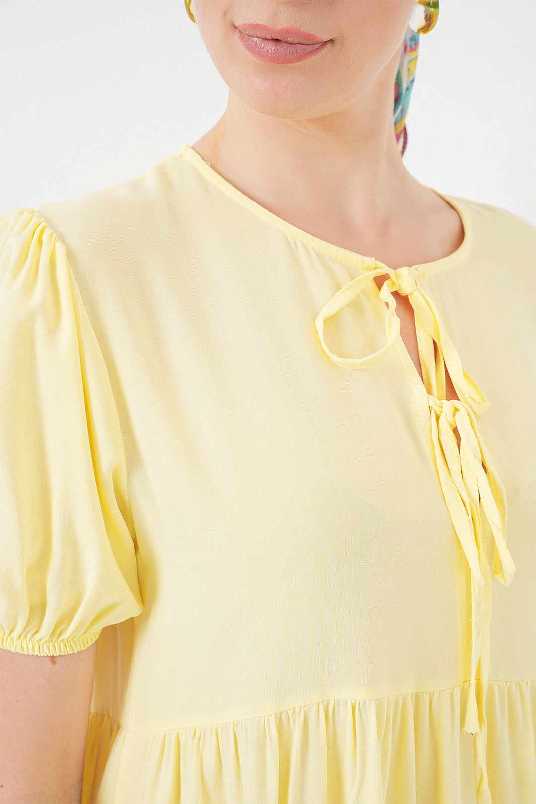 BGD Women Woman Lace-Up Midi Dress 2575 - Yellow - Islington