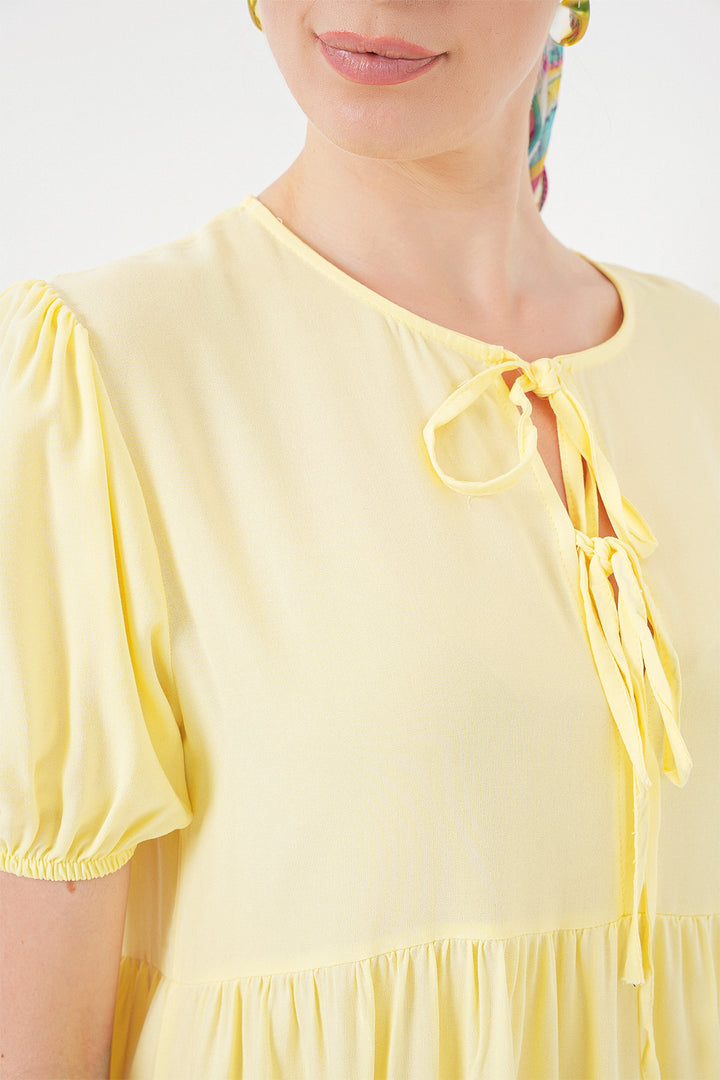 BGD Women Woman Lace-Up Midi Dress 2575 - Yellow - Islington