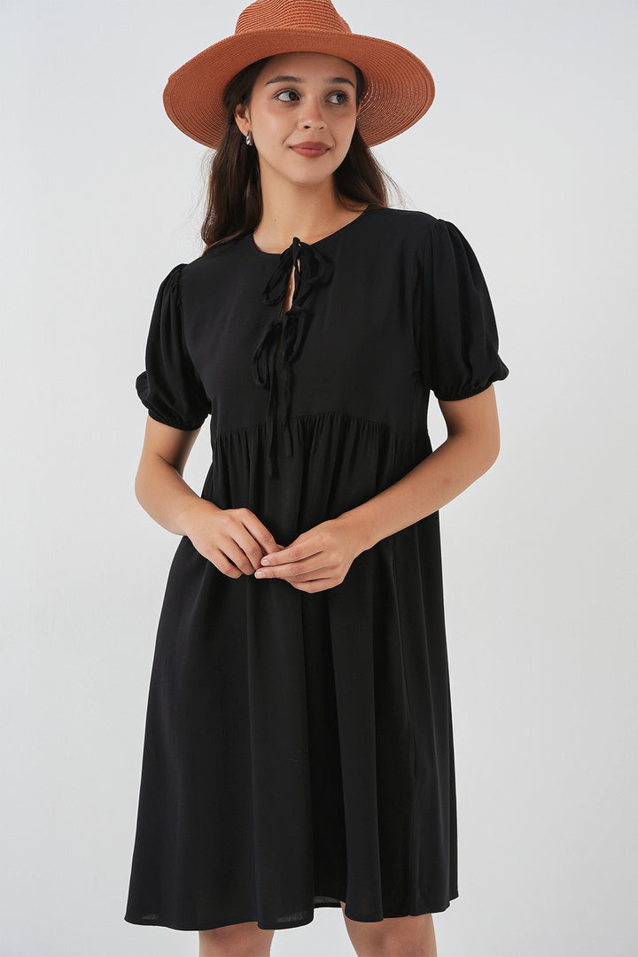 BGD Women Woman Lace-Up Midi Dress 2575 - Black - Rancho Cucamonga