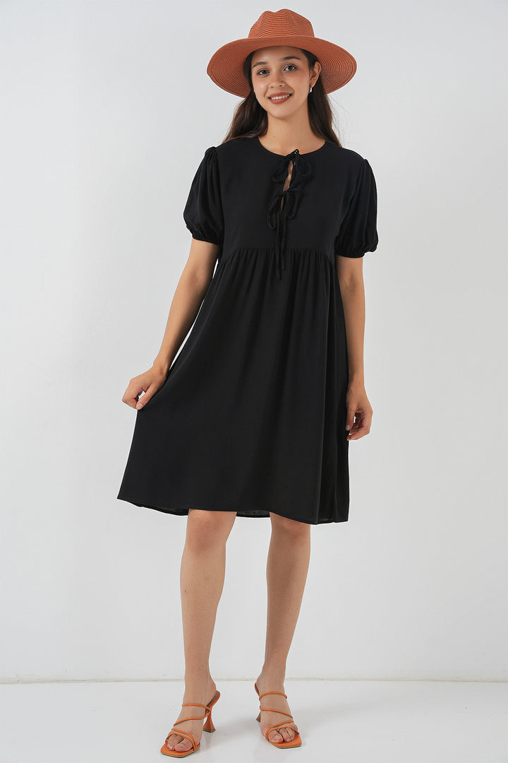 BGD Women Woman Lace-Up Midi Dress 2575 - Black - Rancho Cucamonga