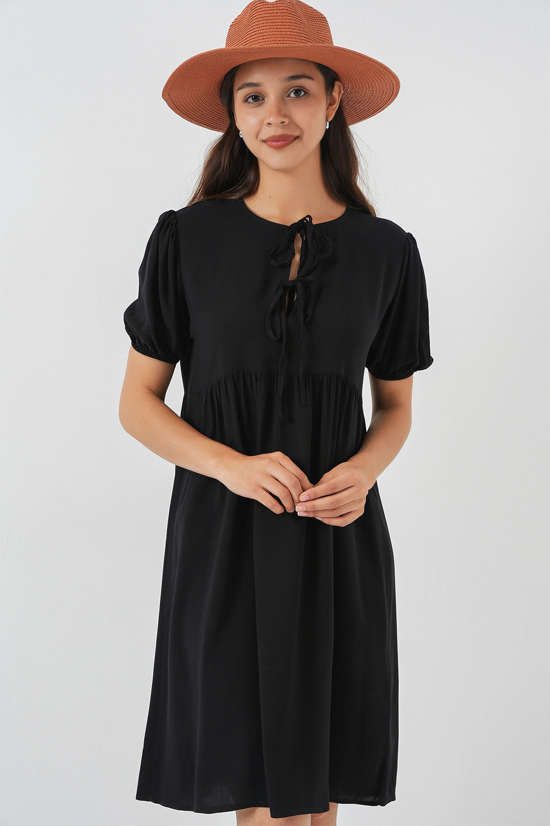 BGD Women Woman Lace-Up Midi Dress 2575 - Black - Rancho Cucamonga