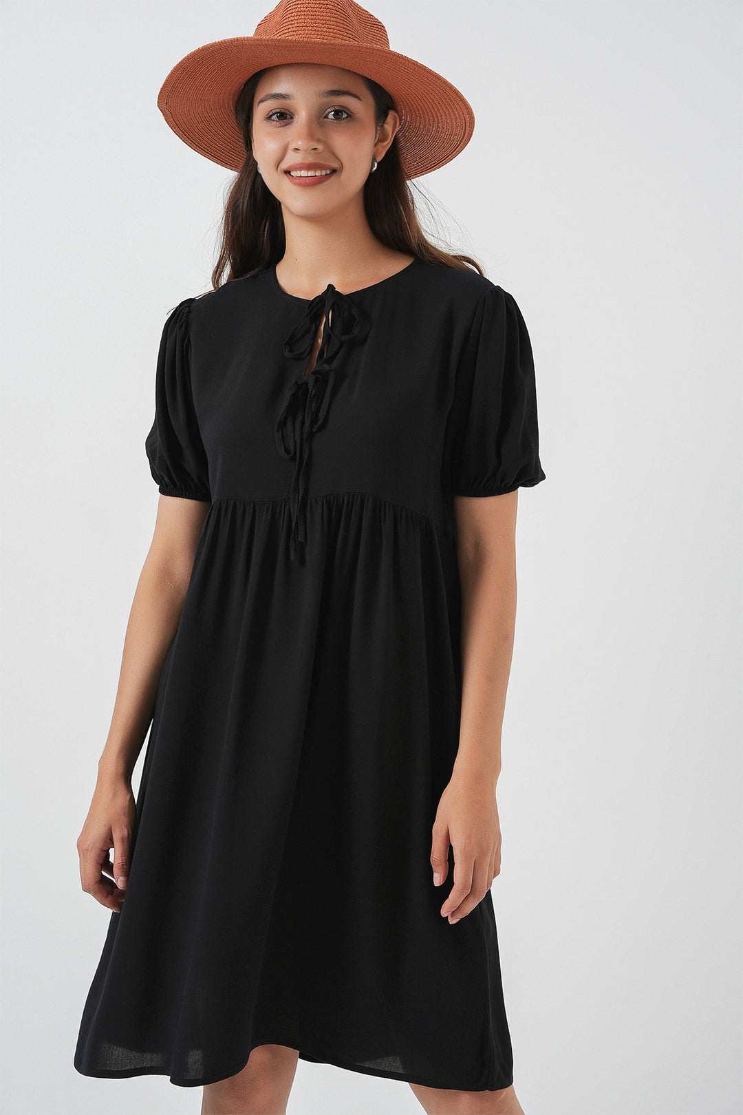BGD Women Woman Lace-Up Midi Dress 2575 - Black - Rancho Cucamonga