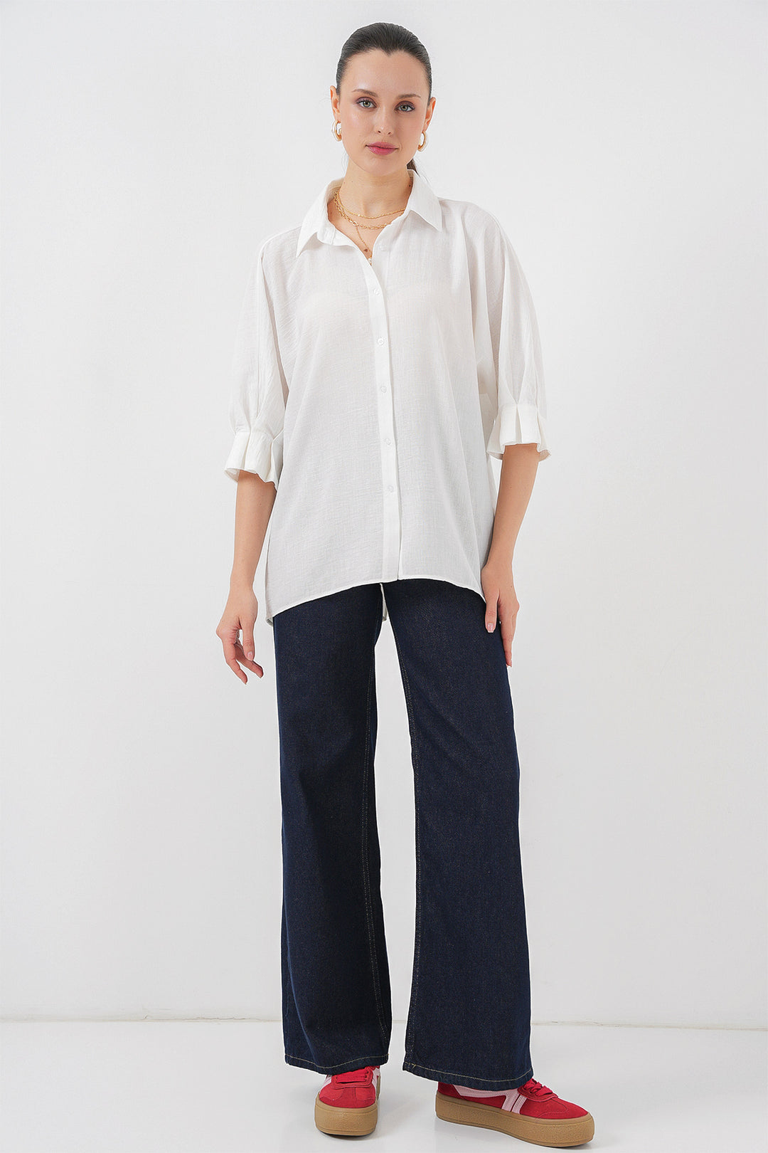BGD Women Woman's Detailed Ayrobin Shirt with Tie 20290 - White - Mazatlán
