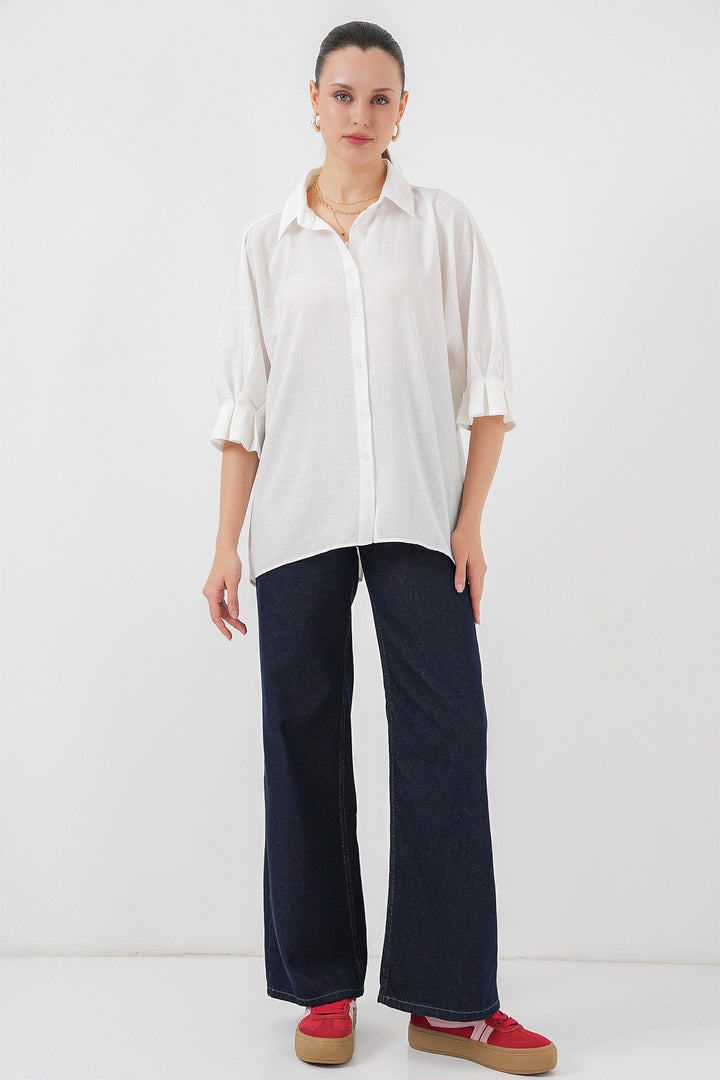 BGD Women Woman's Detailed Ayrobin Shirt with Tie 20290 - White - Mazatlán