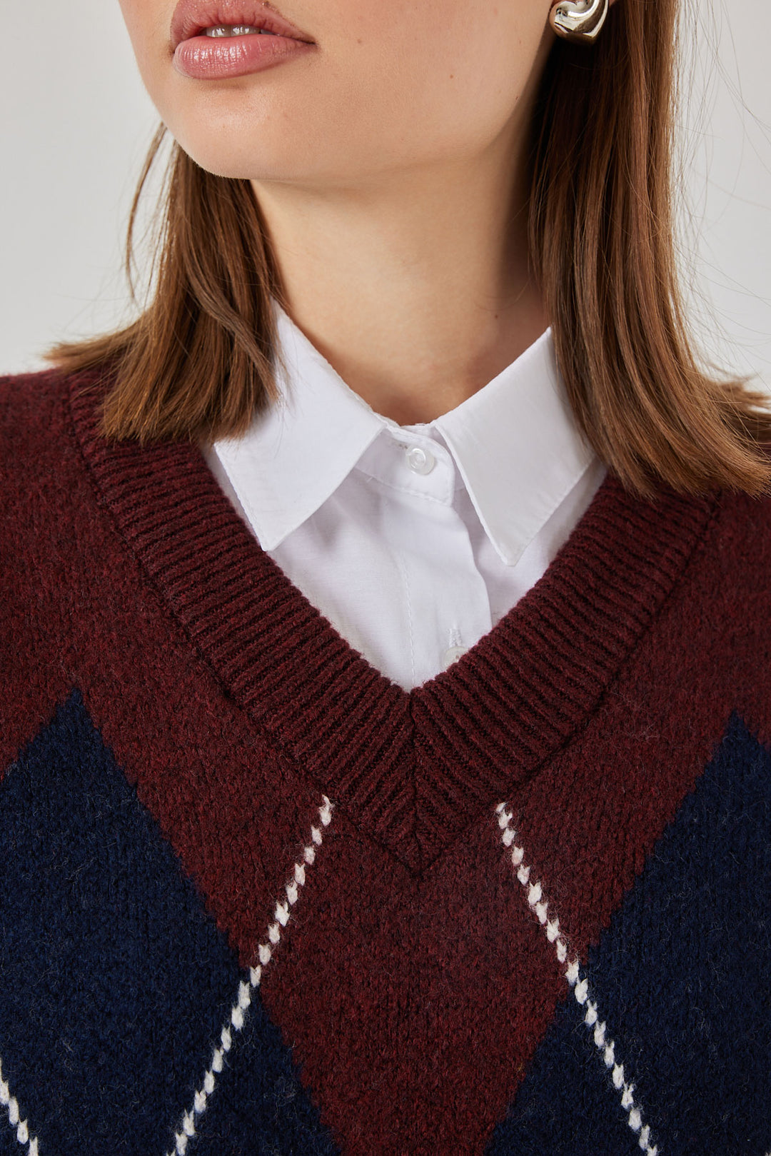 BGD Women Kadın Baklava Desenli Süveter 15940 - Bordo - Amherst