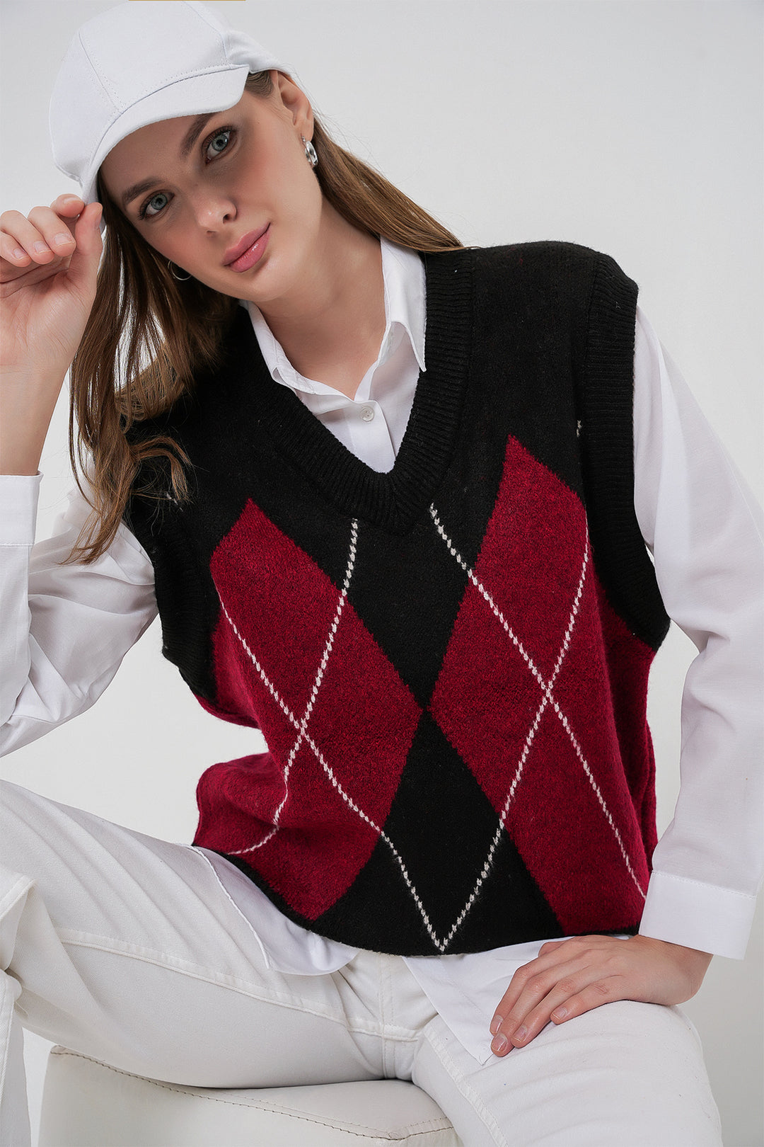 BGD Women Woman Baklava Patterned Sweater 15940 - Black - Herten