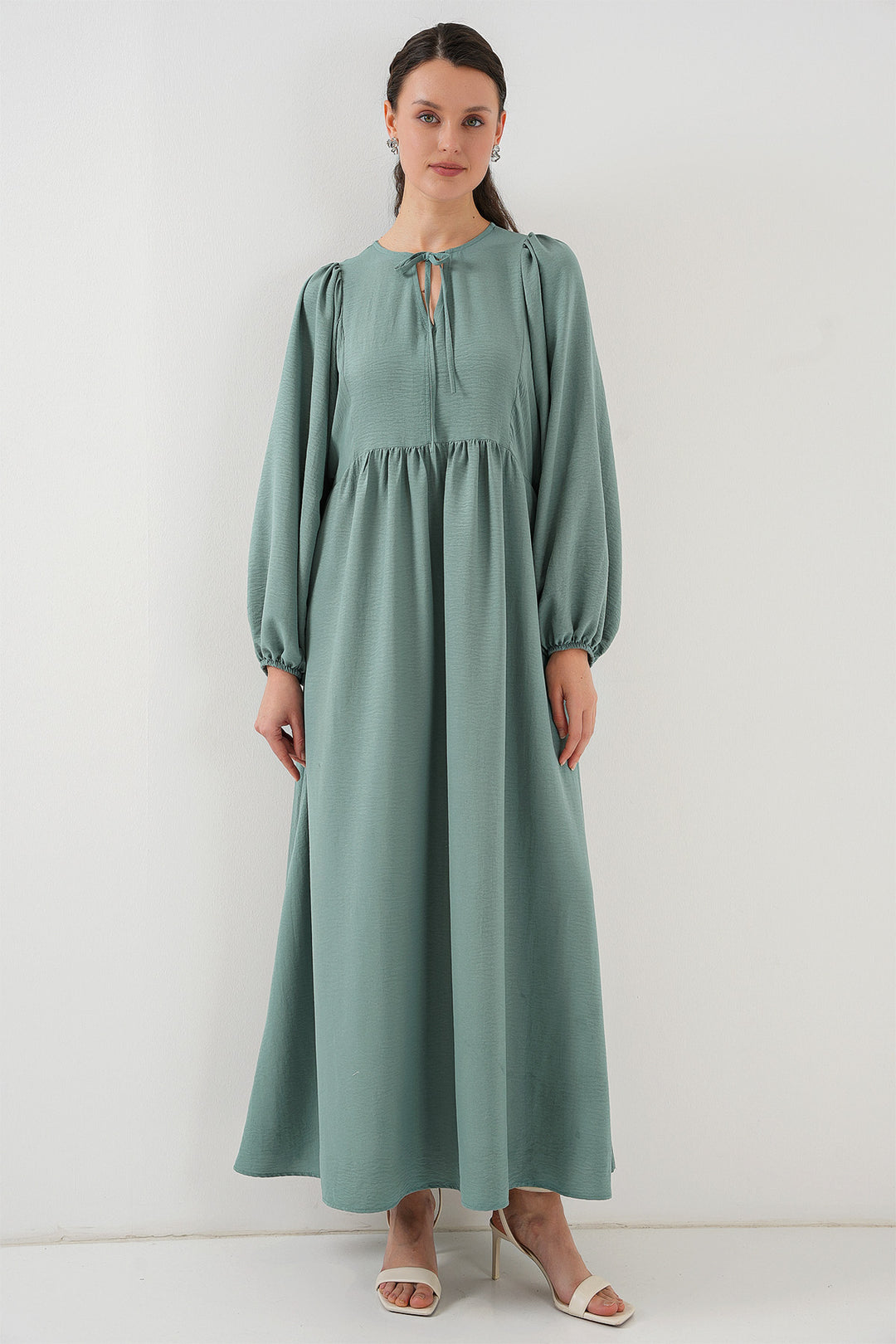 BGD Women Woman Balloon Sleeve Long Hijab Dress 2464 - Çağla - Apache Junction