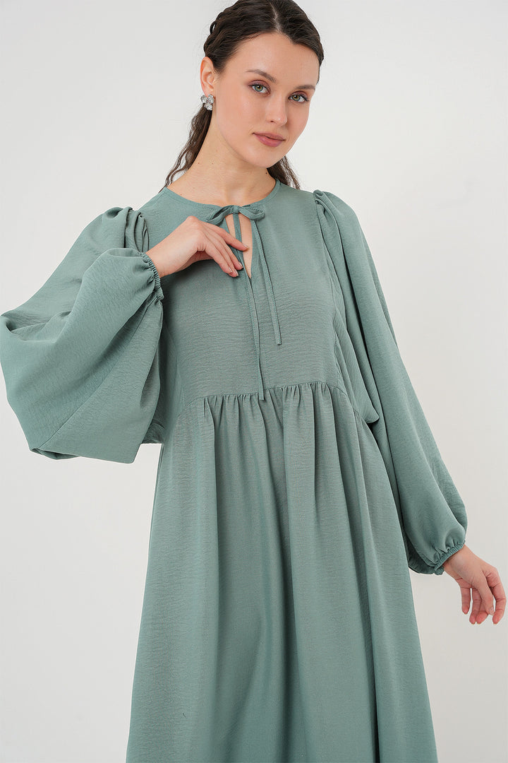 BGD Women Woman Balloon Sleeve Long Hijab Dress 2464 - Çağla - Apache Junction
