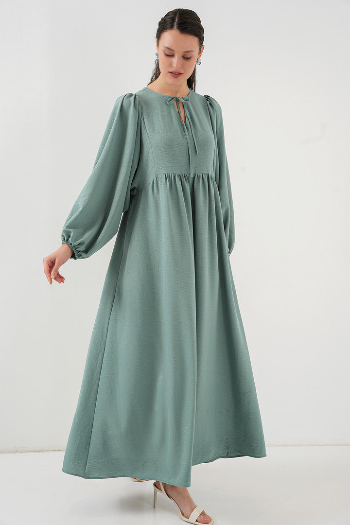 BGD Women Woman Balloon Sleeve Long Hijab Dress 2464 - Çağla - Apache Junction