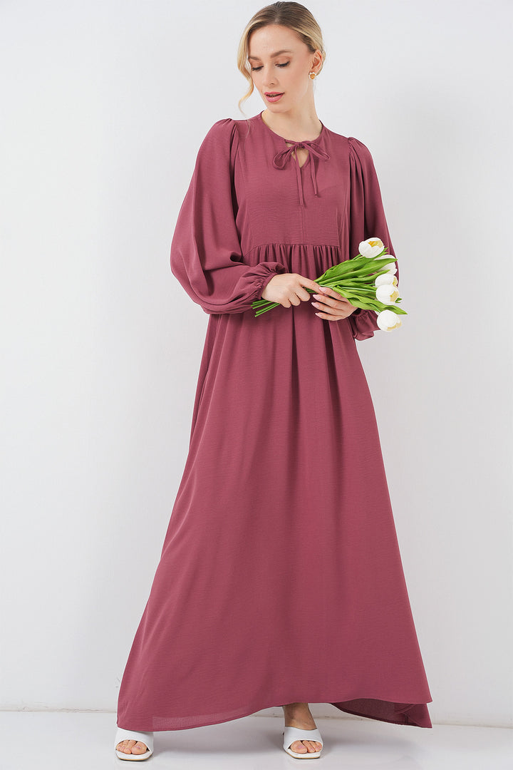 BGD Women Woman Balloon Sleeve Long Hijab Dress 2464 - Light Pink - Montclair