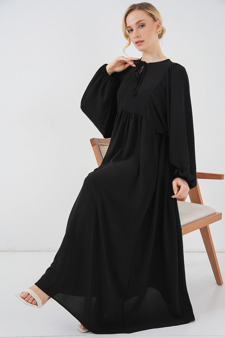 BGD Women Woman Balloon Sleeve Long Hijab Dress 2464 - D. Black - Harrisburg