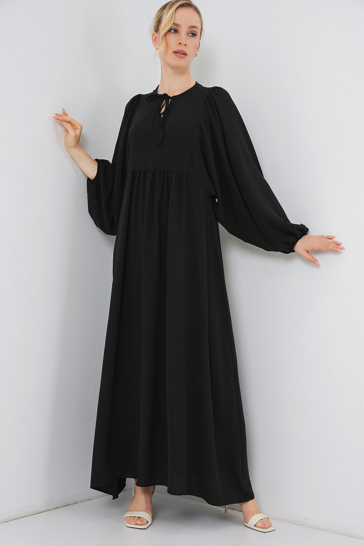 BGD Women Woman Balloon Sleeve Long Hijab Dress 2464 - D. Black - Harrisburg