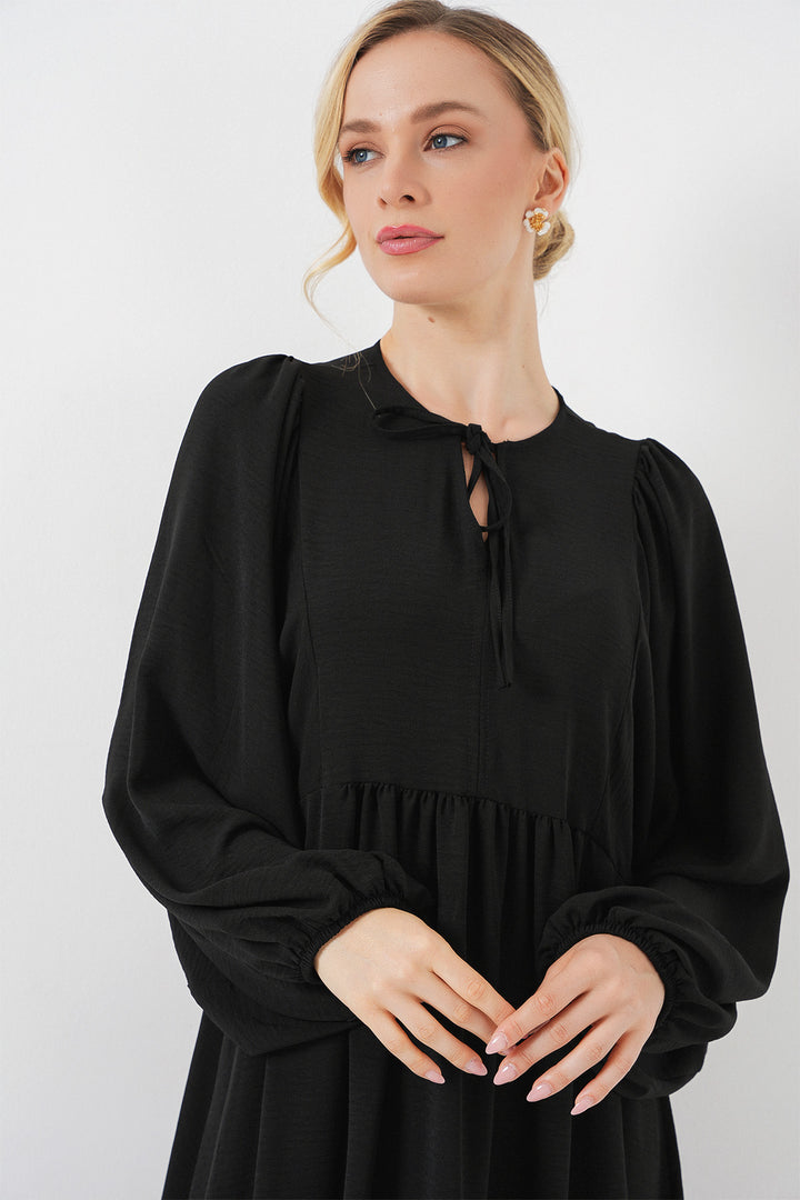BGD Women Woman Balloon Sleeve Long Hijab Dress 2464 - D. Black - Harrisburg