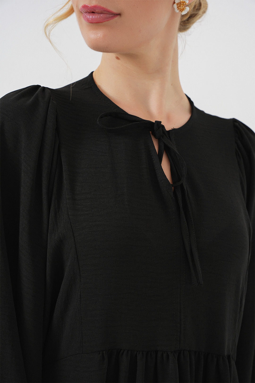 BGD Women Woman Balloon Sleeve Long Hijab Dress 2464 - D. Black - Harrisburg