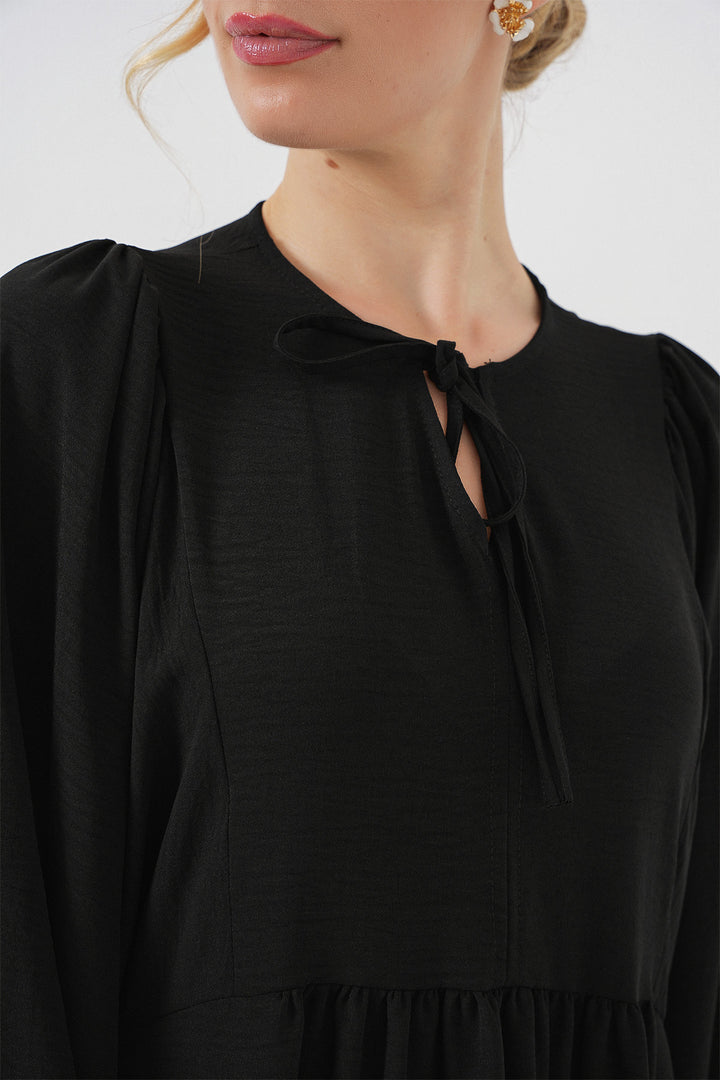 BGD Women Woman Balloon Sleeve Long Hijab Dress 2464 - D. Black - Harrisburg