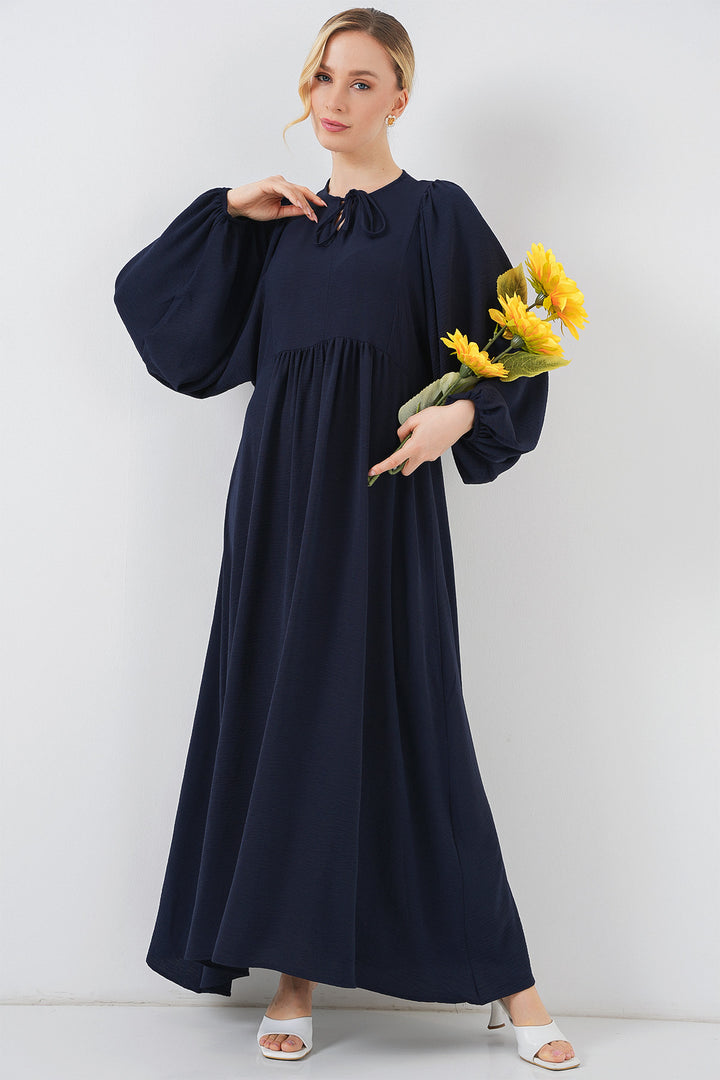 BGD Women Woman Balloon Sleeve Long Hijab Dress 2464 - Navy Blue - Châtillon