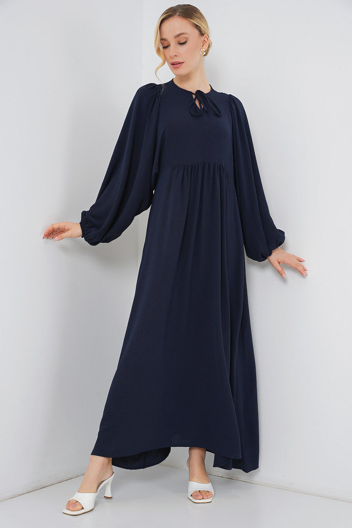 BGD Women Woman Balloon Sleeve Long Hijab Dress 2464 - Navy Blue - Châtillon