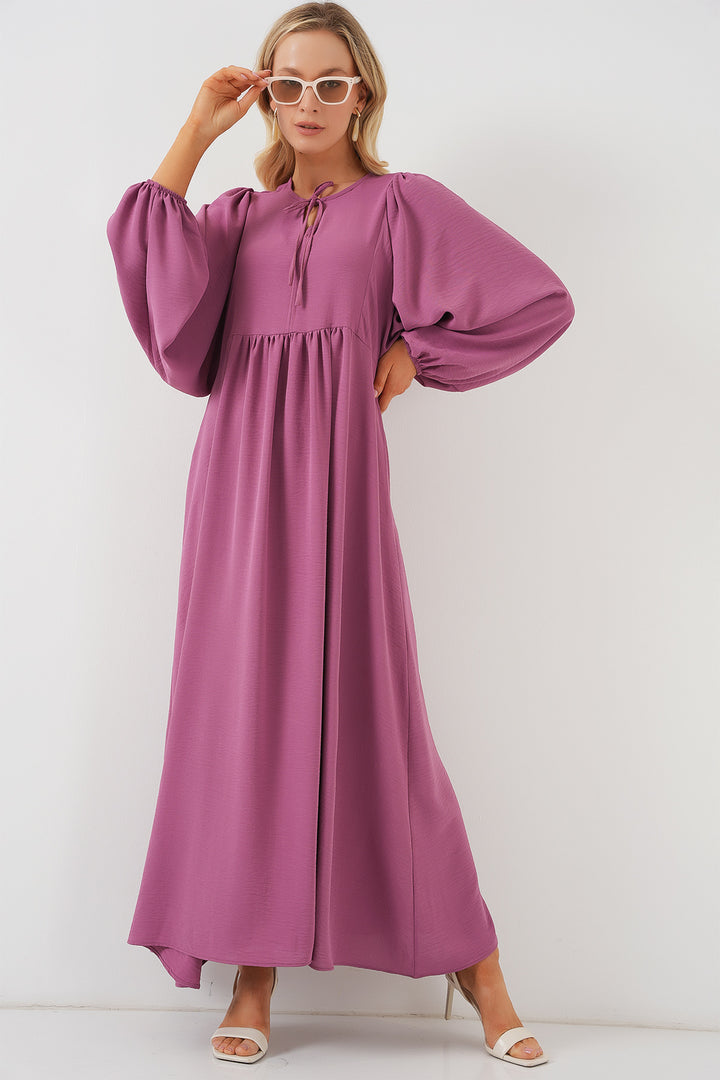 BGD Women Woman Balloon Sleeve Long Hijab Dress 2464 - Rose Pink - Pflugerville