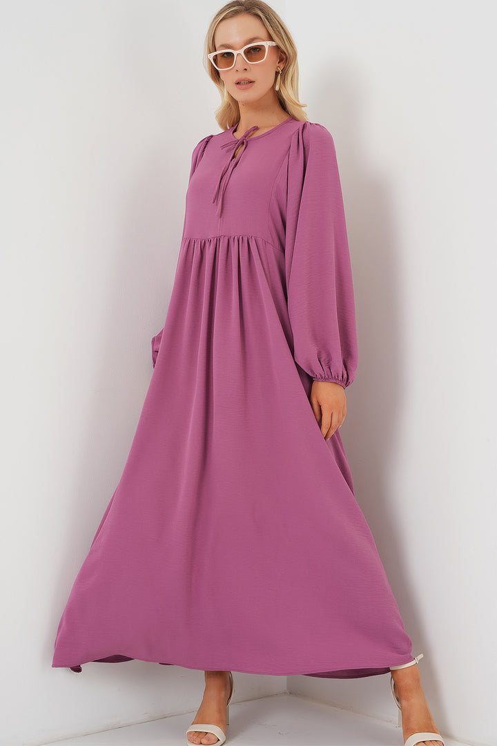 BGD Women Woman Balloon Sleeve Long Hijab Dress 2464 - Rose Pink - Pflugerville