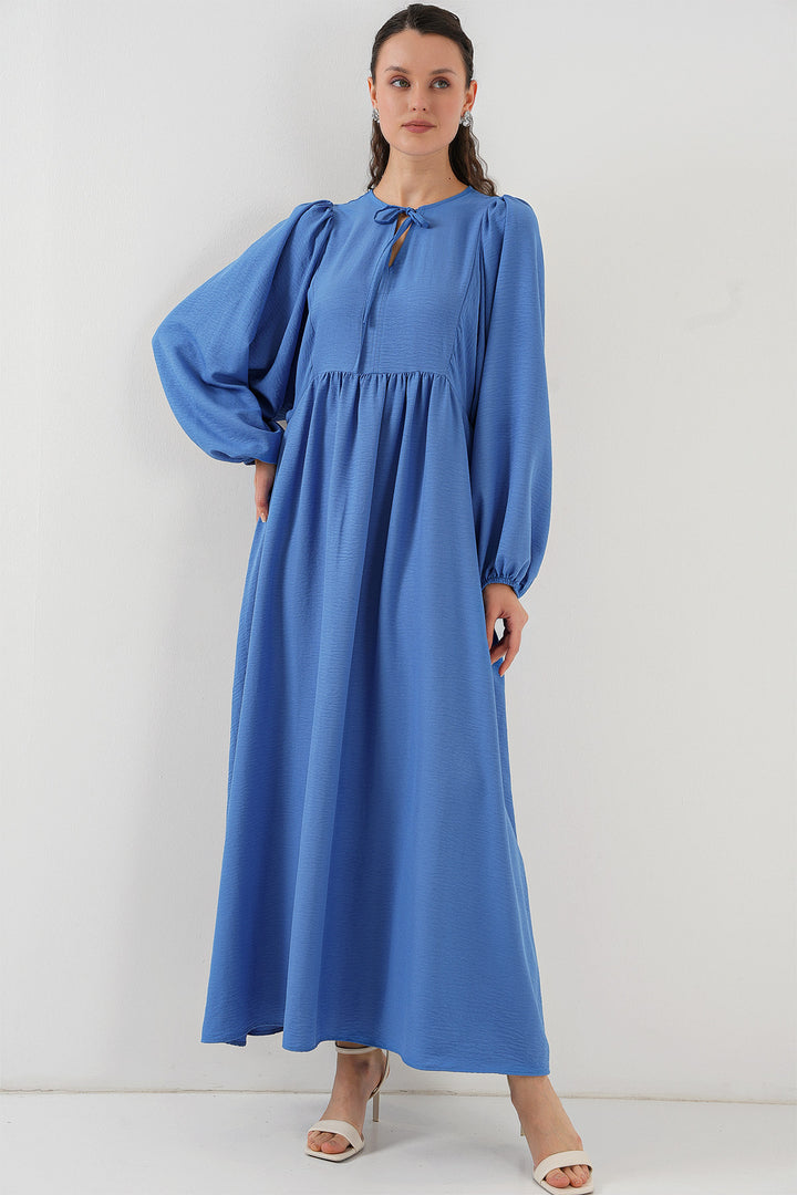 BGD Women Woman Balloon Sleeve Long Hijab Dress 2464 - Indigo - Stretford