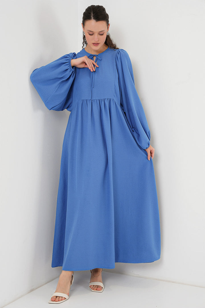 BGD Women Woman Balloon Sleeve Long Hijab Dress 2464 - Indigo - Stretford