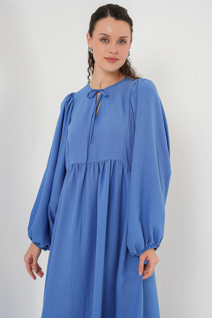 BGD Women Woman Balloon Sleeve Long Hijab Dress 2464 - Indigo - Stretford