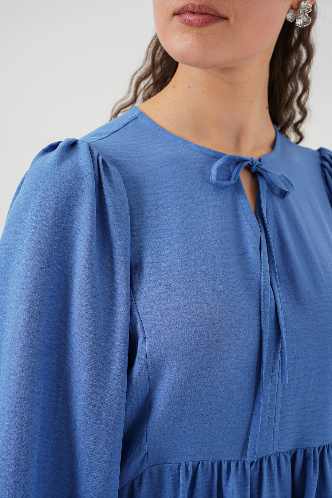 BGD Women Woman Balloon Sleeve Long Hijab Dress 2464 - Indigo - Stretford