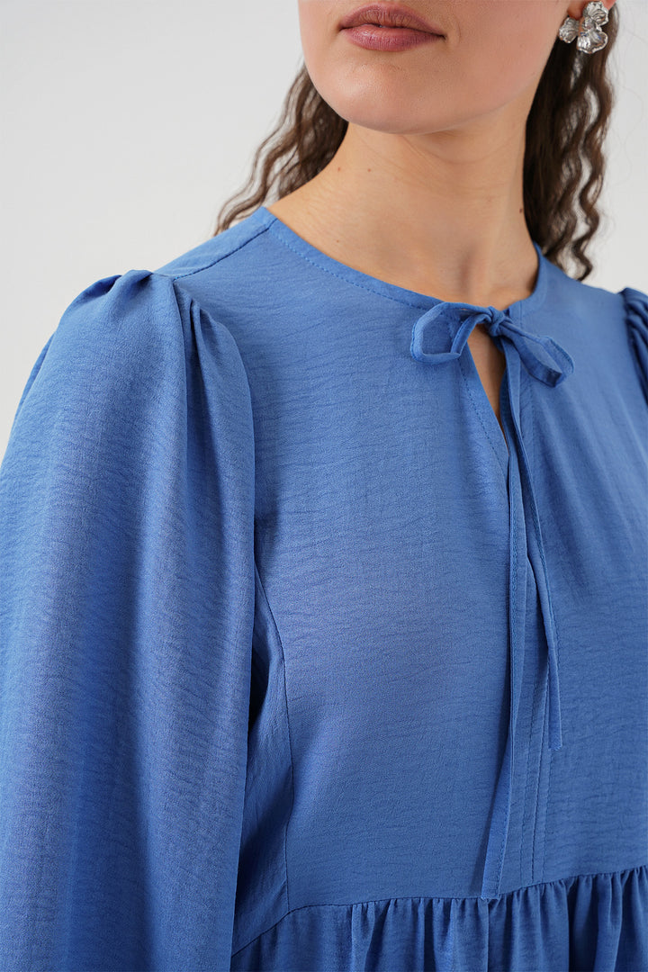 BGD Women Woman Balloon Sleeve Long Hijab Dress 2464 - Indigo - Stretford