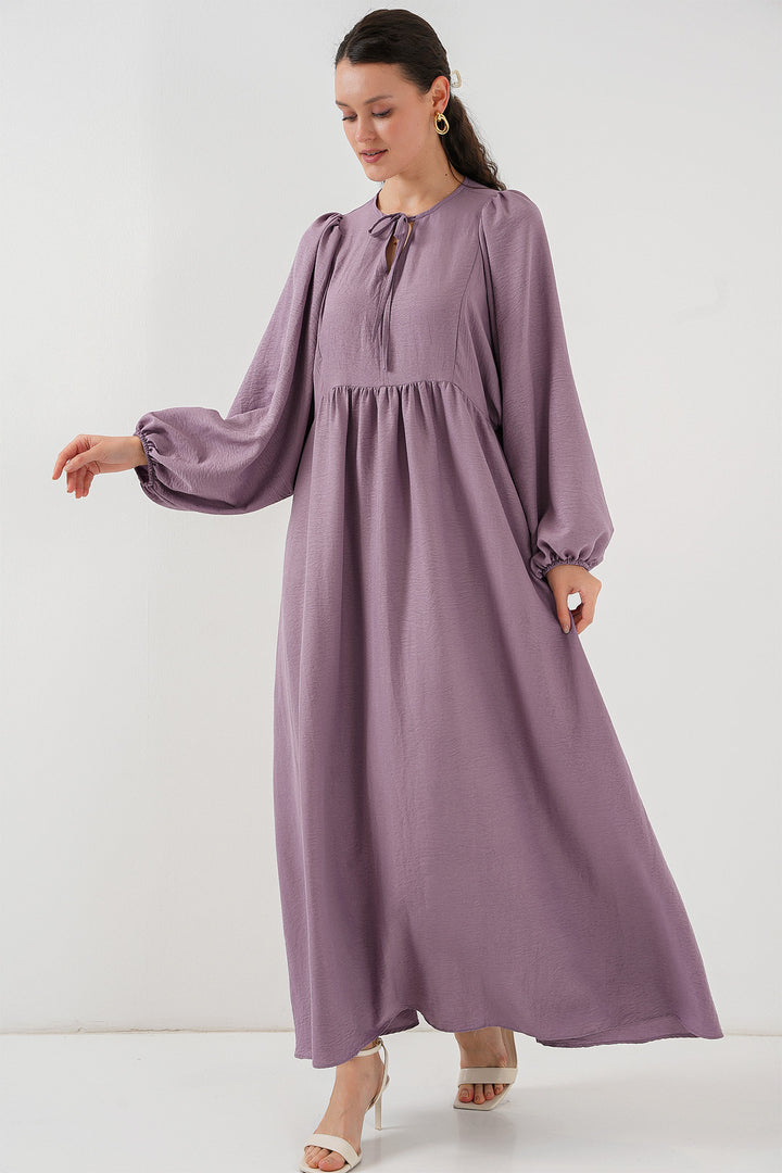 BGD Women Woman Balloon Sleeve Long Hijab Dress 2464 - Dark Lilac - Plymouth