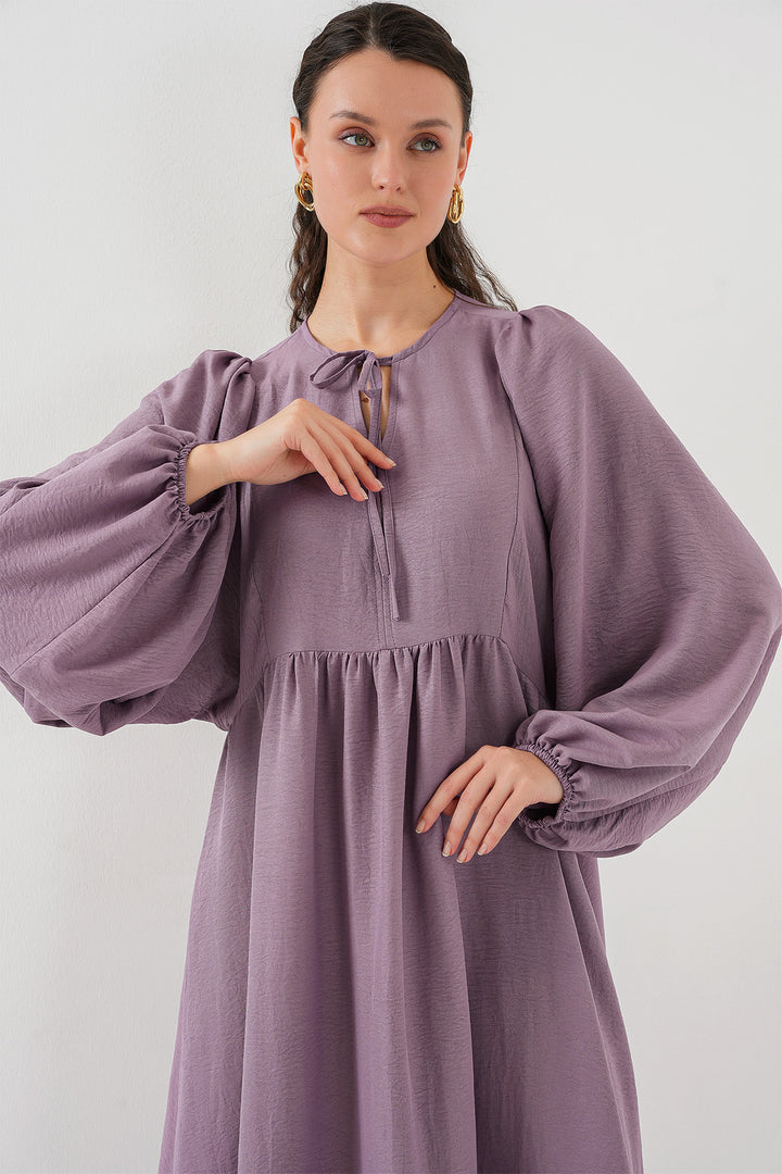 BGD Women Woman Balloon Sleeve Long Hijab Dress 2464 - Dark Lilac - Plymouth