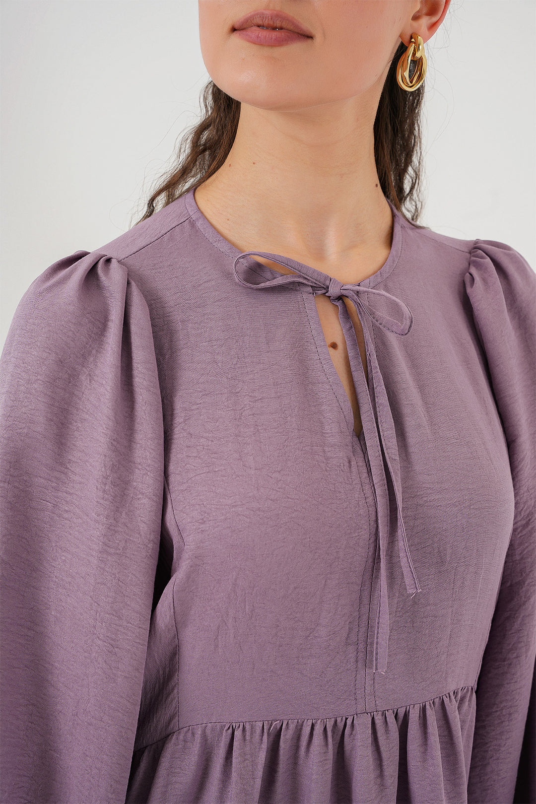 BGD Women Woman Balloon Sleeve Long Hijab Dress 2464 - Dark Lilac - Plymouth