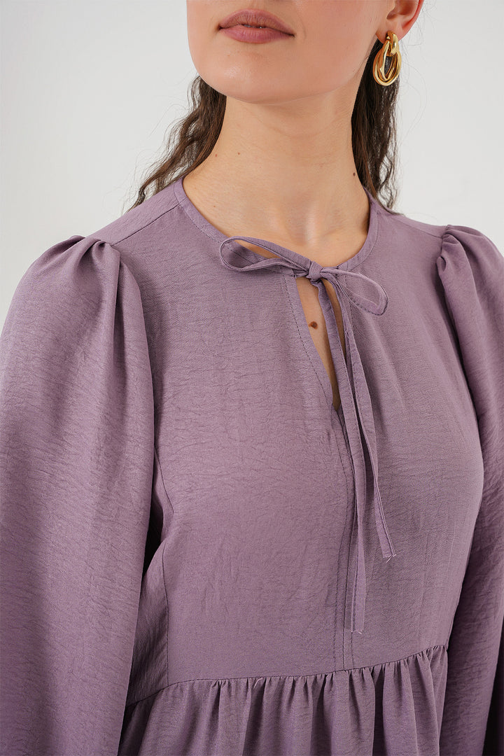 BGD Women Woman Balloon Sleeve Long Hijab Dress 2464 - Dark Lilac - Plymouth
