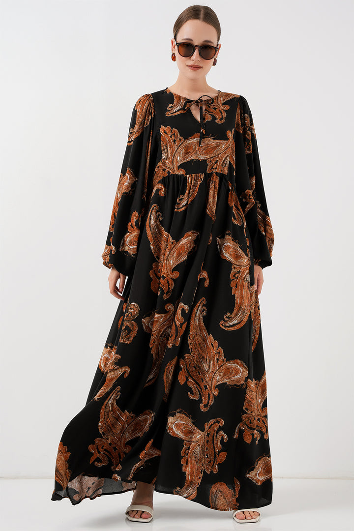 BGD Women Woman Balloon Sleeve Long Hijab Dress 2464 - M. Taba - Cesena