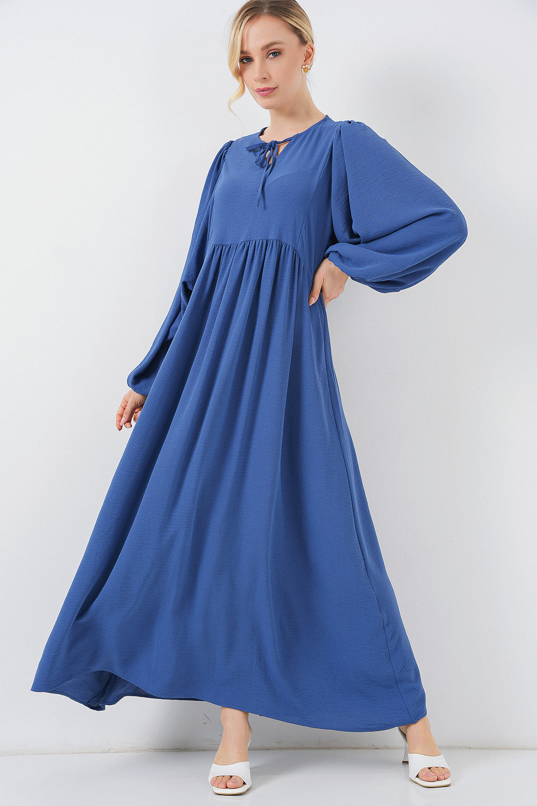 BGD Women Woman Balloon Sleeve Long Hijab Dress 2464 - Saks - Panevėžys