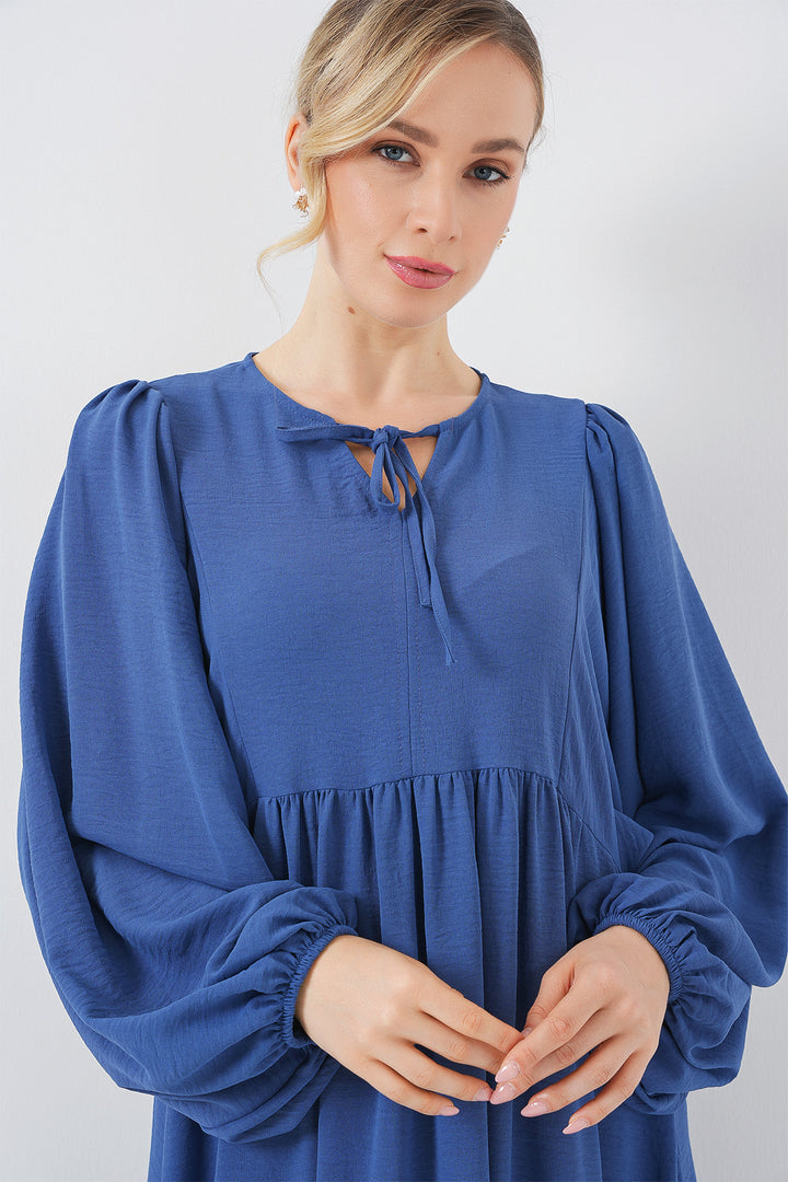 BGD Women Woman Balloon Sleeve Long Hijab Dress 2464 - Saks - Panevėžys