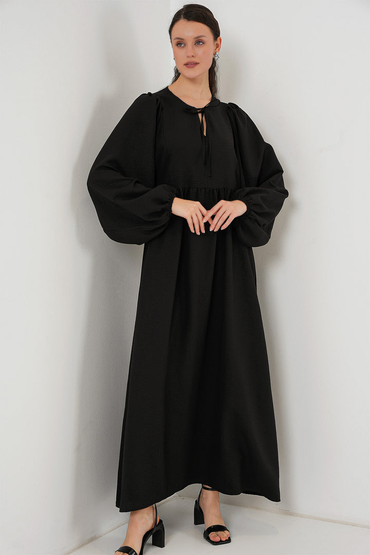 BGD Women Woman Balloon Sleeve Long Hijab Dress 2464 - Black - Lancaster