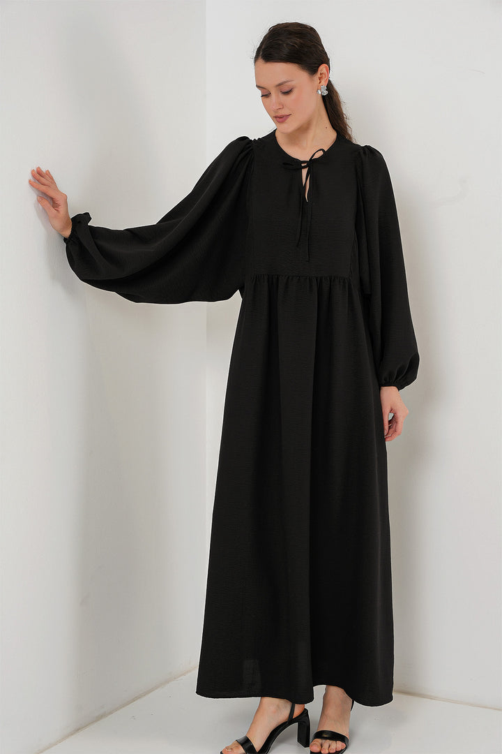 BGD Women Woman Balloon Sleeve Long Hijab Dress 2464 - Black - Lancaster