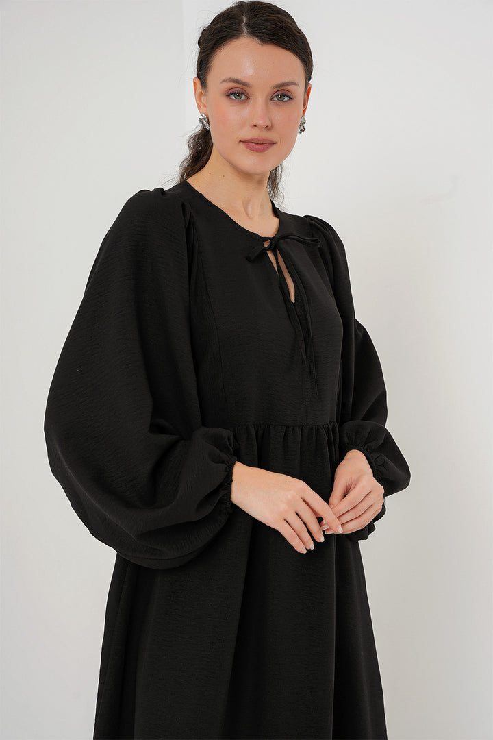 BGD Women Woman Balloon Sleeve Long Hijab Dress 2464 - Black - Lancaster