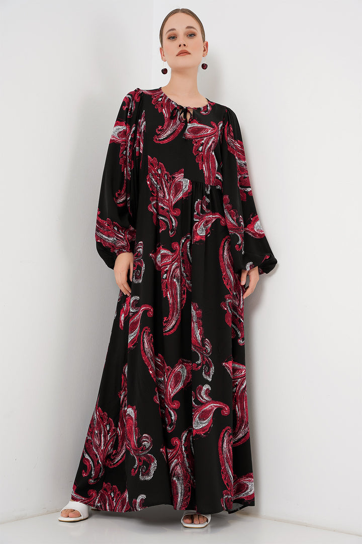 BGD Women Woman Balloon Sleeve Long Hijab Dress 2464 - Dark Red - Columbia