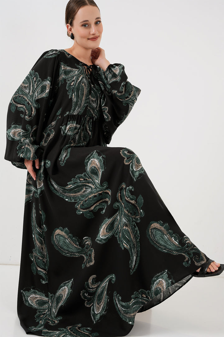 BGD Women Woman Balloon Sleeve Long Hijab Dress 2464 - Dark Green - Salerno