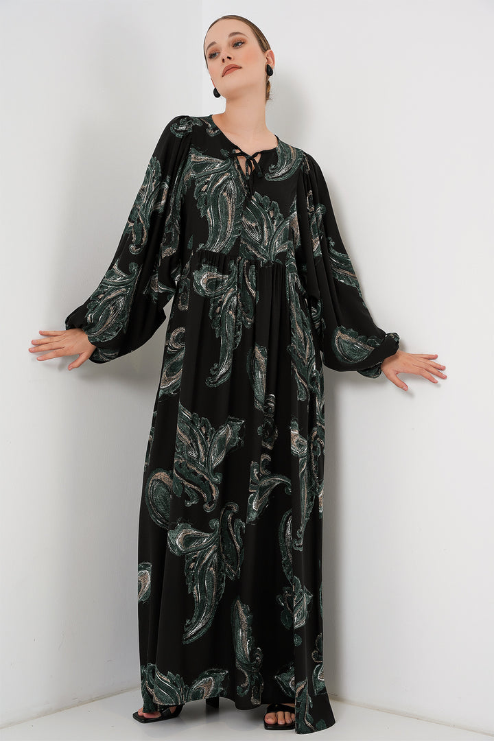 BGD Women Woman Balloon Sleeve Long Hijab Dress 2464 - Dark Green - Salerno