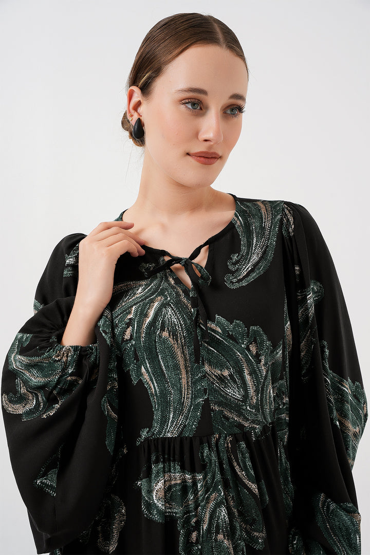 BGD Women Woman Balloon Sleeve Long Hijab Dress 2464 - Dark Green - Salerno