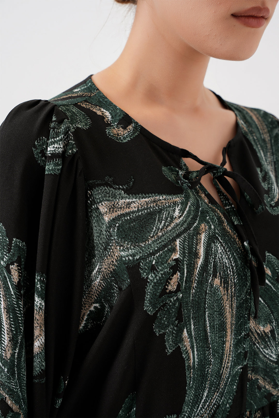 BGD Women Woman Balloon Sleeve Long Hijab Dress 2464 - Dark Green - Salerno